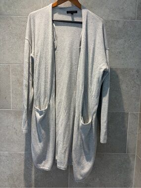 Banana Republic Light Gray Open-Front Long Cardigan